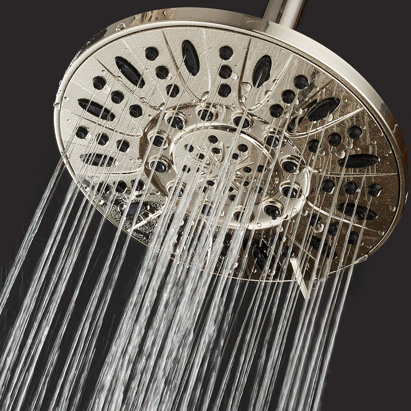 AquaDance Brushed Nickel High Pressure 6-Setting 7" Rain Shower Head â€“ Angle Adjustable, Anti-Clog Showerhead Jets, Tool-Free Installation-USA Standard Certified-Top U.S. Brand Deluxe 7" Single