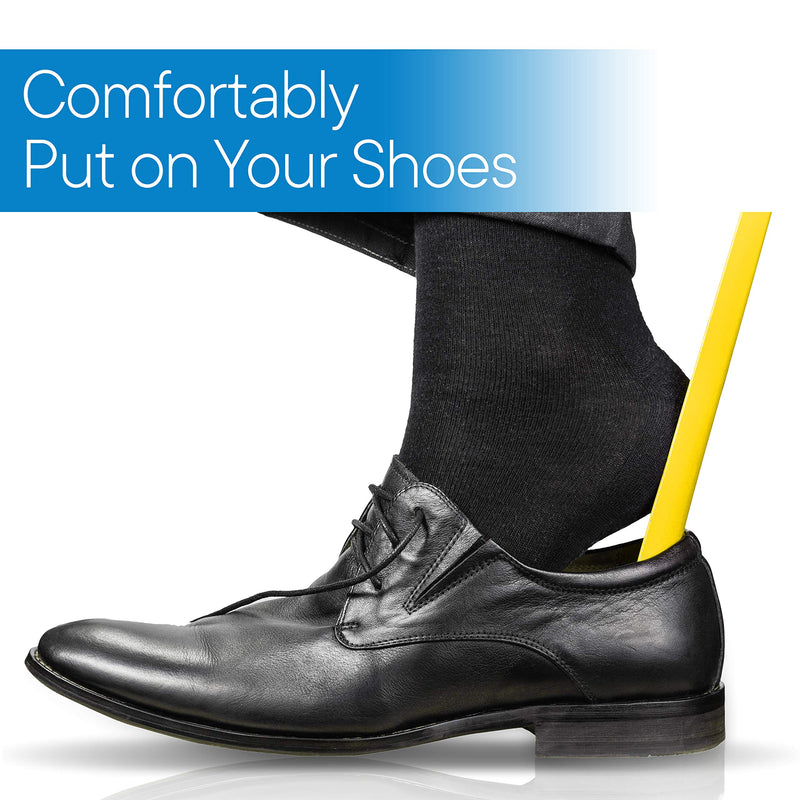 RMS 2 Pack Extra Long Handled Shoe Horn with Curved Handle and Hang Up Strap (24 inches)
