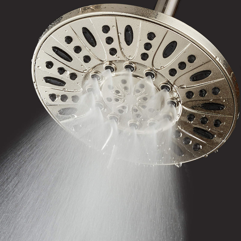 AquaDance Brushed Nickel High Pressure 6-Setting 7" Rain Shower Head â€“ Angle Adjustable, Anti-Clog Showerhead Jets, Tool-Free Installation-USA Standard Certified-Top U.S. Brand Deluxe 7" Single