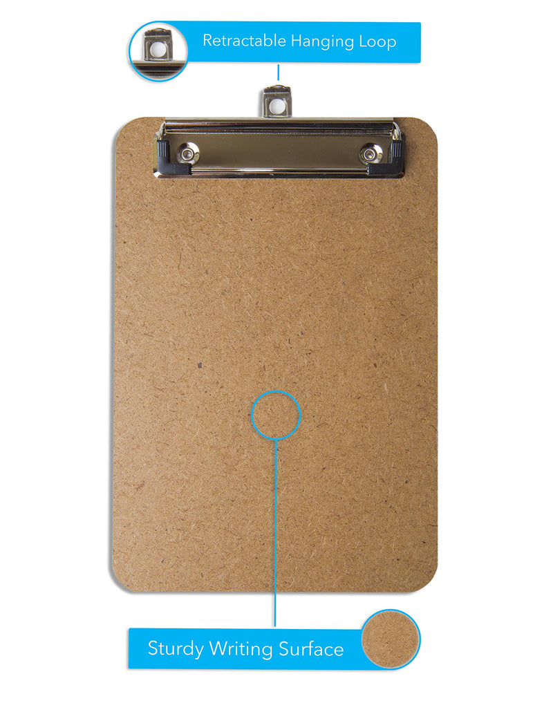 Mini Clipboards 6" x 9" (Set of 6) Memo Clipboard, Low Profile Clip, Classroom Supplies