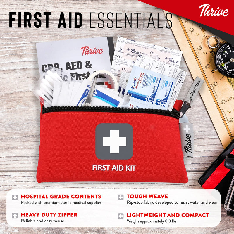 Thrive Mini First Aid Kit Travel Size (66 Piece) - First Aid Bag with Hospital Grade Medical Supplies 66 Piece