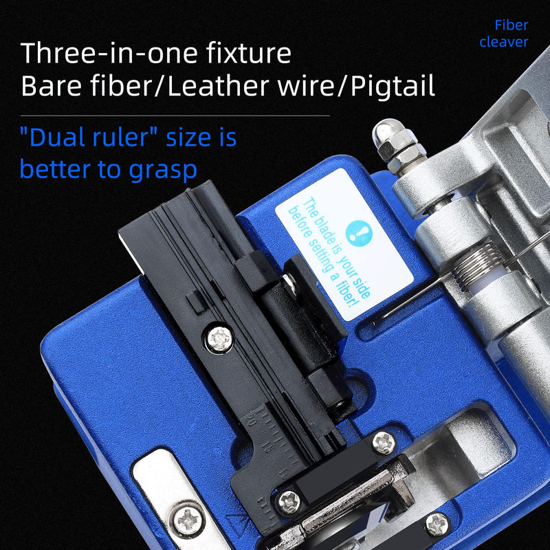FTTH optical fiber tool kit with 36000 cutter FC-6S and optical fiber drop cable optical fiber stripper CFS-3 stainless steel Adjustable openin three-port hole optical fiber cold connection (5 in 1) 5 in 1