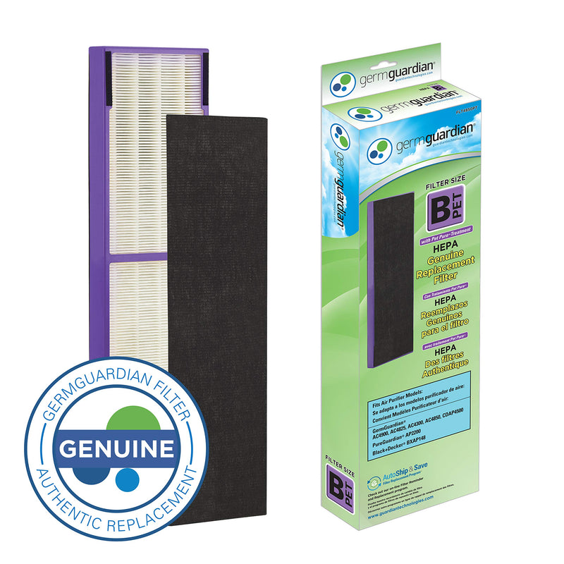 Germ Guardian FLT4850PT True HEPA Genuine Air Purifier Replacement Filter B, with Pet Pure Treatment for GermGuardian AC4900, AC4825, AC4850PT, CDAP4500, AC4300, and More, 1 Count (Pack of 1) 1 Pack
