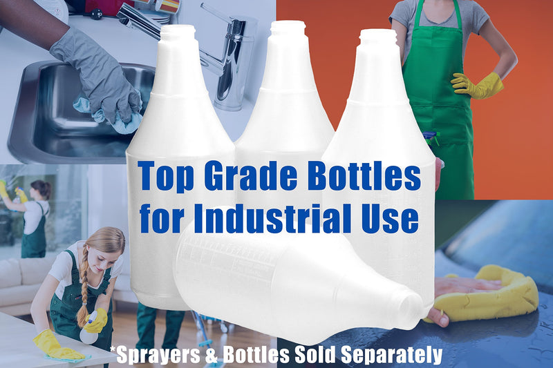 Commercial-Grade Chemical Resistant 24 oz Bottles ONLY 4 Pack By Mop Mob. Embossed Scale For Measuring. Pair With Industrial Spray Heads For Auto/Car Detailing, Janitorial Cleaning Supply or Lawn Care