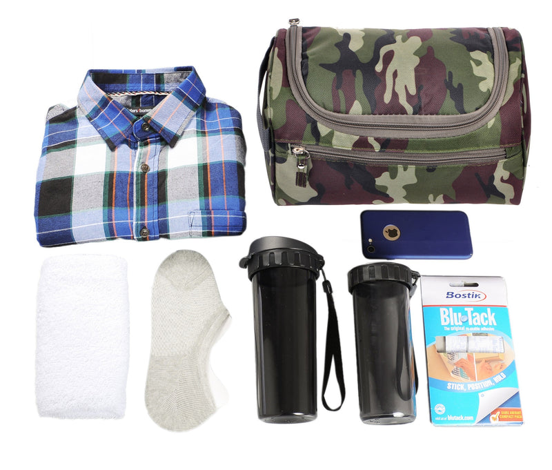 Vercord Mens Toiletry Bag Wash Travel Small Shaving Dop Kit Shower Bathroom Ditty Hygiene Bag Camo Dark Green