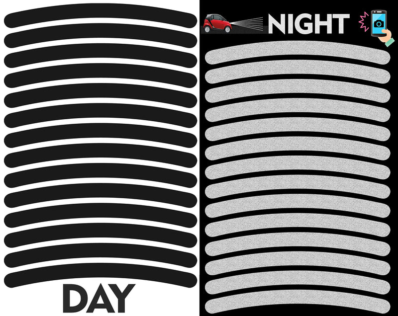 14pcs High Visibility Warning Reflective Stripes Rim Stickers Bike Bicycle Kit Decals Black Reflector Highly Night Safety Sign Visibility Universal Self - Adhesive D 54