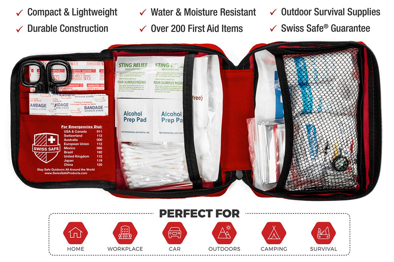 200-Piece Professional First Aid Kit for Home, Car or Work : Plus Emergency Medical Supplies for Camping, Hunting, Outdoor Hiking Survival