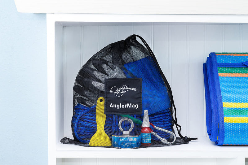 AnglerMag Magnet Fishing Kit, Strong Combined 1250 lb Double Sided Magnetic Fishing Kit with Rope, 10 Piece Complete Set, Fishing Magnet Kit for Salvage & Treasure Hunting in Rivers, Oceans & Lakes