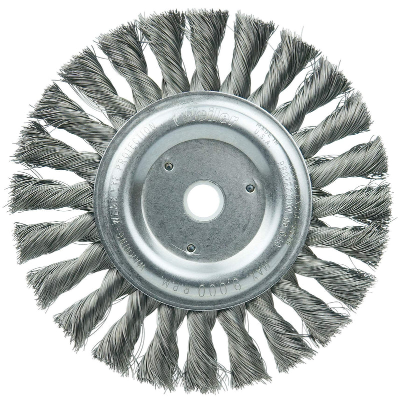 Weiler 08085 6" Standard Twist Knot Wire Wheel, .014" Steel Fill, 5/8"-1/2" Arbor Hole, Made in the USA 0.014" Wire Size