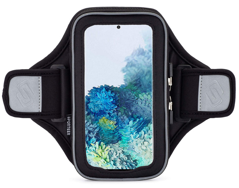 Sporteer Velocity V7 Running Armband - Compatible with iPhone 13, 13 Pro, 12, 12 Pro, 11, XR, 11 Pro, Xs, 8, Galaxy Note 10, Galaxy S21, S20, S10, S9, Pixel 5, LG, Moto and More - Fits Most Cases S/M Straps