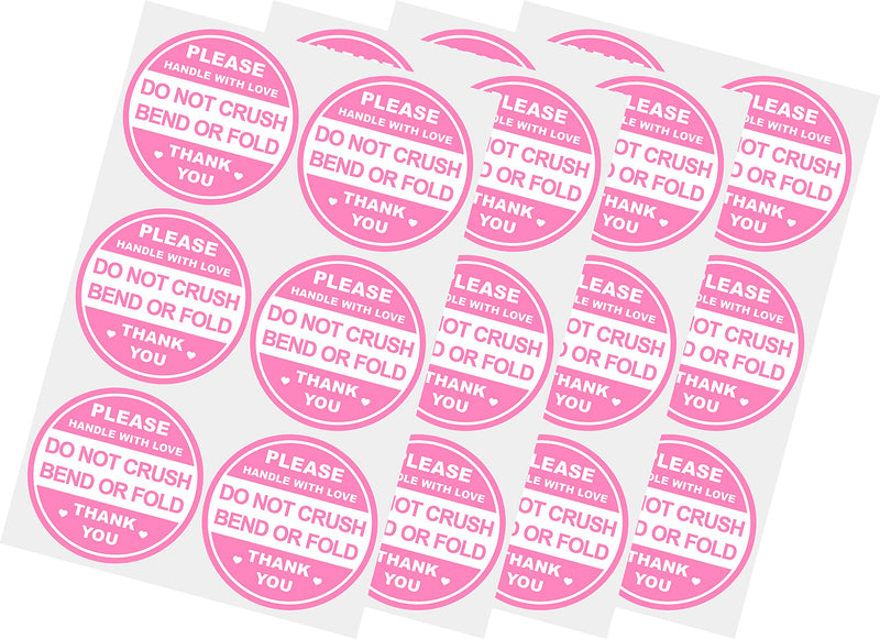 2 inch 300 PCS Pink Round Do Not Crush Bend or Fold Handle with Love Labels Stickers Shipping Mailing Cartons Envelops Adhesive Labels-Poskornwel