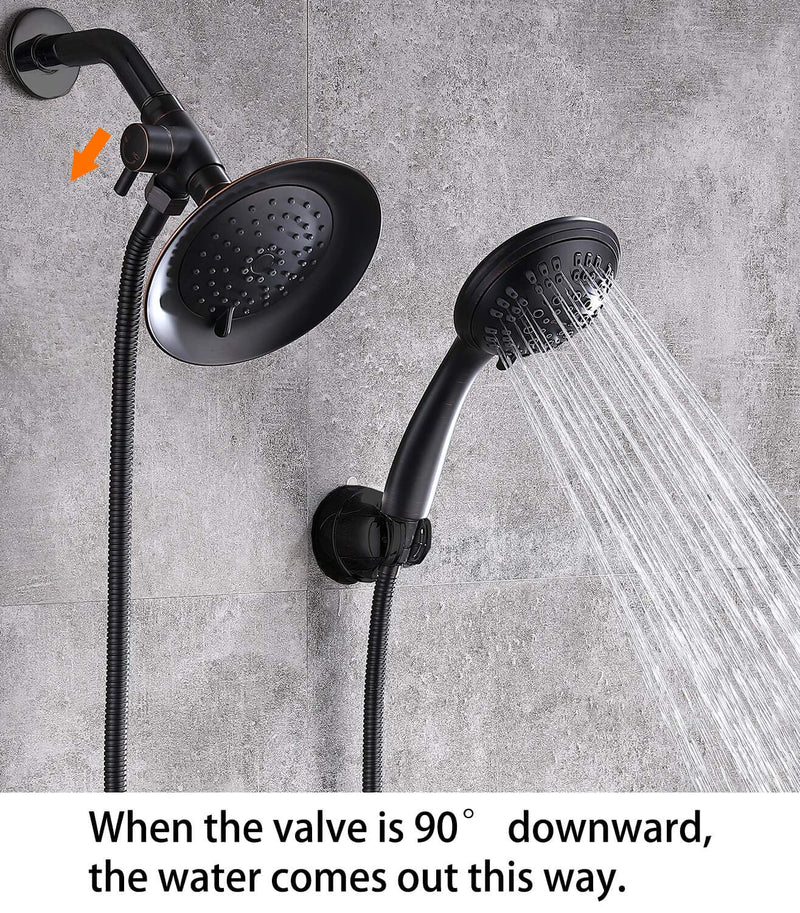 G-Promise Solid Metal Shower Arm Diverter for Hand Held Showerhead and Fixed Spray Head ∣ G 1/2 Three-Way Bathroom Universal Shower System Replacement Part (Oil Rubbed Bronze)
