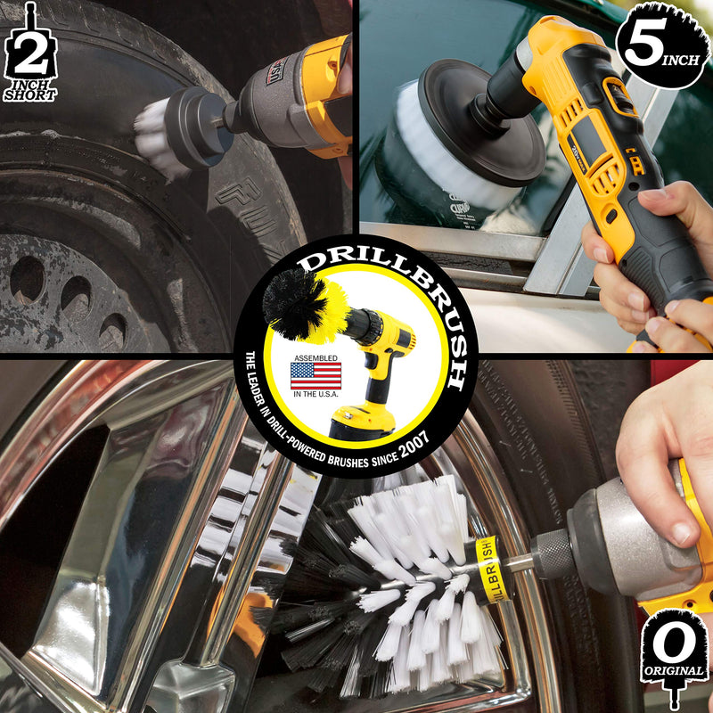 Car - Cleaning Supplies - Drill Brush - Soft Bristle Detailing Scrub Brush Kit - Kayak - Boat - Car Wash - Tires, Wheels and Rims - Interiors - Seat, Carpet, Upholstery, Vinyl, Fabric, Leather Cleaner White