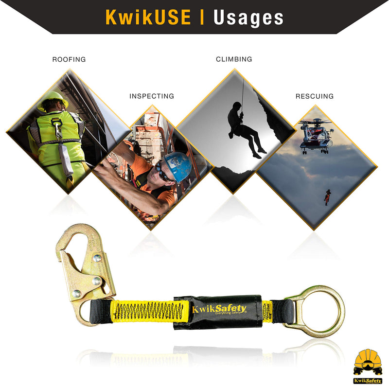 KwikSafety (Charlotte, NC) DOLPHIN DORSAL (1 PACK) 18” D-Ring Extender (Easy Hookup) ANSI OSHA Lanyard Extension Connector Fall Arrest Protection Equipment Construction PPE Scaffolding Roofing Gear 1 Pack