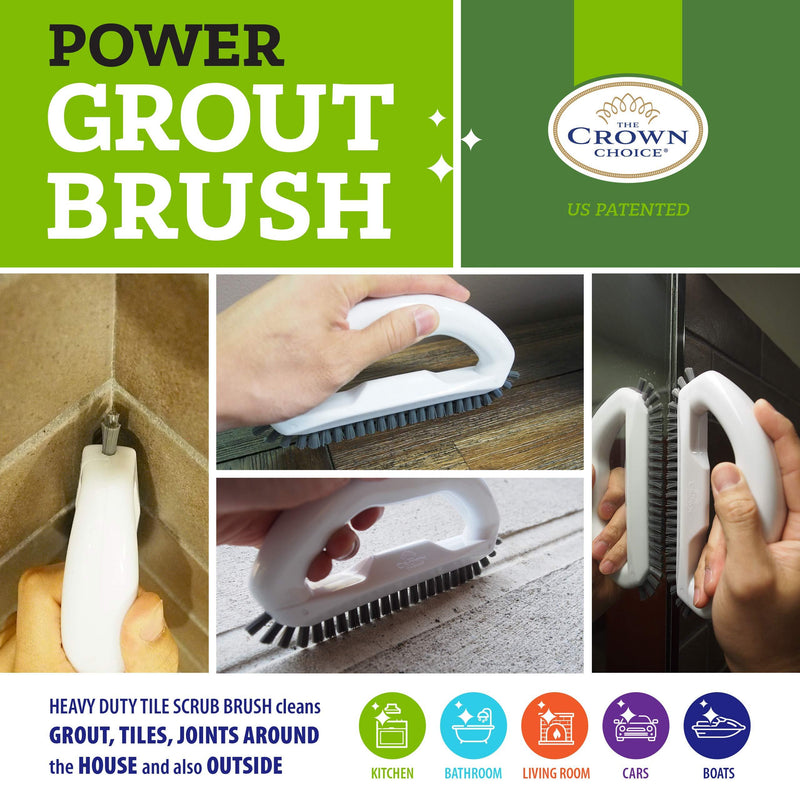 Grout Brush with Stiff Bristles – Clean Whiten Years of Dirty Grout Lines – Durable Hard Scrubbing Grout Cleaner Brush for Tile Floors – Comfortable Cleaning Handle – Tiles, Floors, Bathroom, Shower 1 Pack