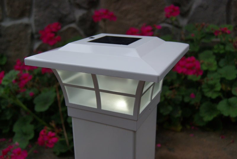 Classy Caps SL079W 4X4 White PVC Prestige Solar Post Cap, 4" x 4"