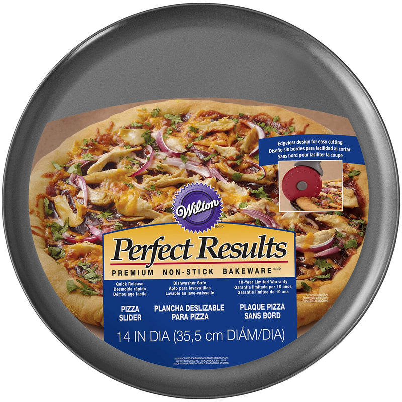 Wilton Perfect Results Premium Non-Stick Bakeware Pizza Pan for Oven, 14-Inch Steel Pan