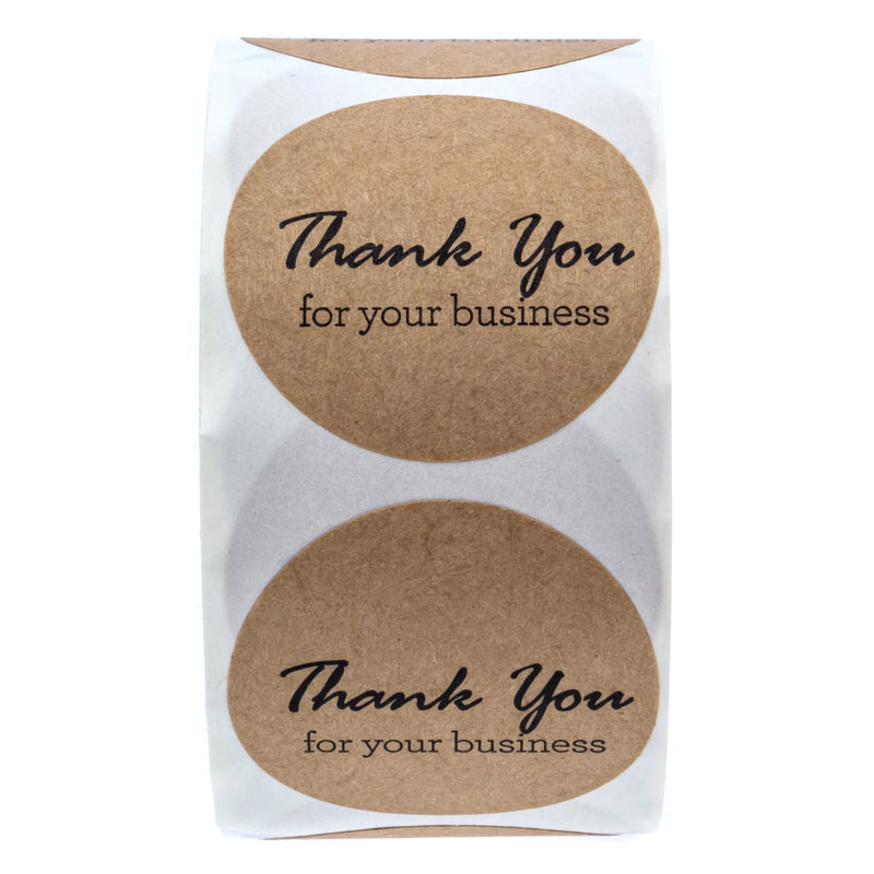 1.5" Round Kraft Thank You for Your Business Stickers/500 Labels Per Roll