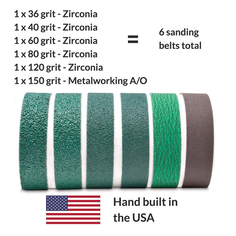 Red Label Abrasives 2 X 42 Inch Knife Sharpening Zirconia Sanding Belts - Coarse Grits - 6 Pack Assortment Coarse Grits - 6 PK