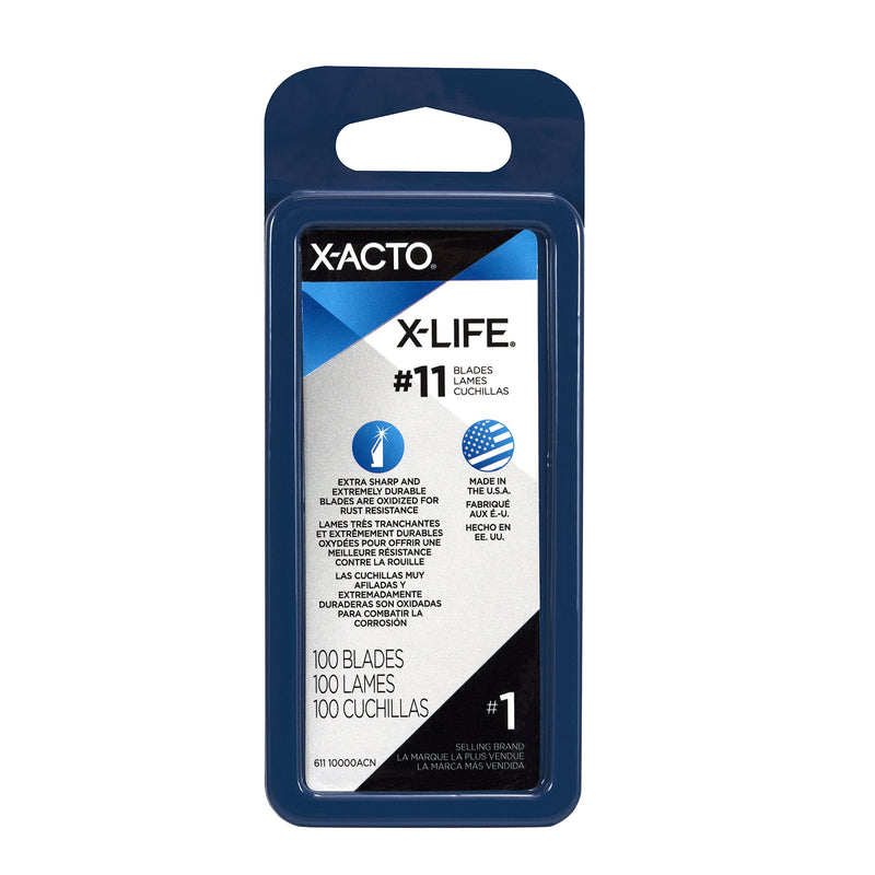 X-ACTO X-Life #11 Classic Fine Point Blades, Bulk Pack, 100 Blades per Box (X611),Silver