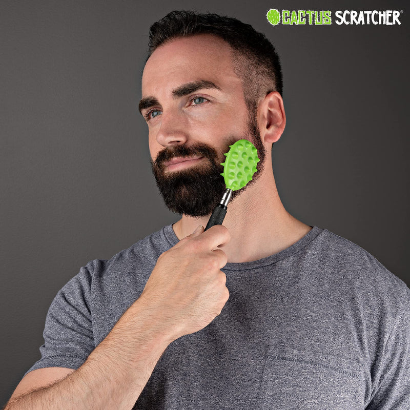 Extendable Cactus Back Scratcher 2-Sided, Super Satisfying Scratch, Tough ABS Plastic Head, Relieves Itching on Back, Head, Beard, Belly, Body, 8.5” to 24.5” (Bright Green) Light Green