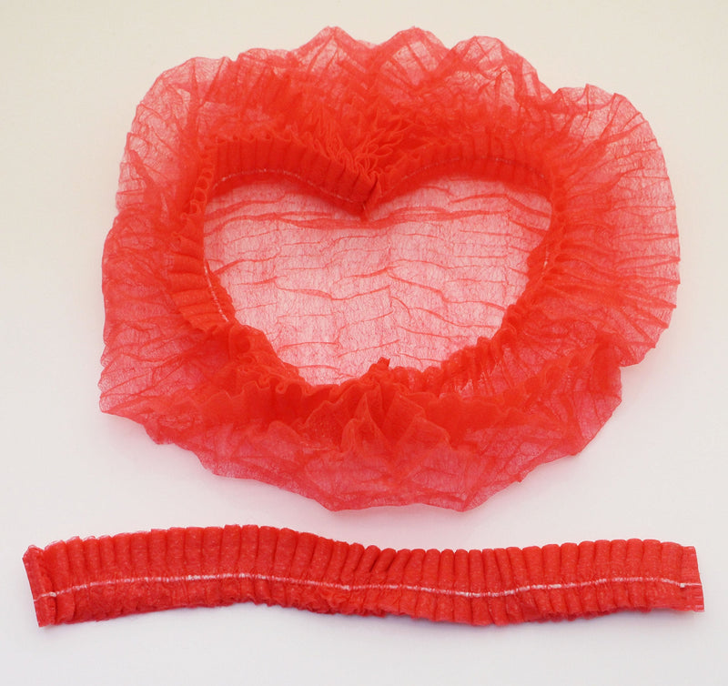 Yes!Fresh 100 Pieces Disposable Non-Woven Clip Caps Mop Caps Hairnets Head Cover, 21", with 6 Colors for You to Choose (Red) Red