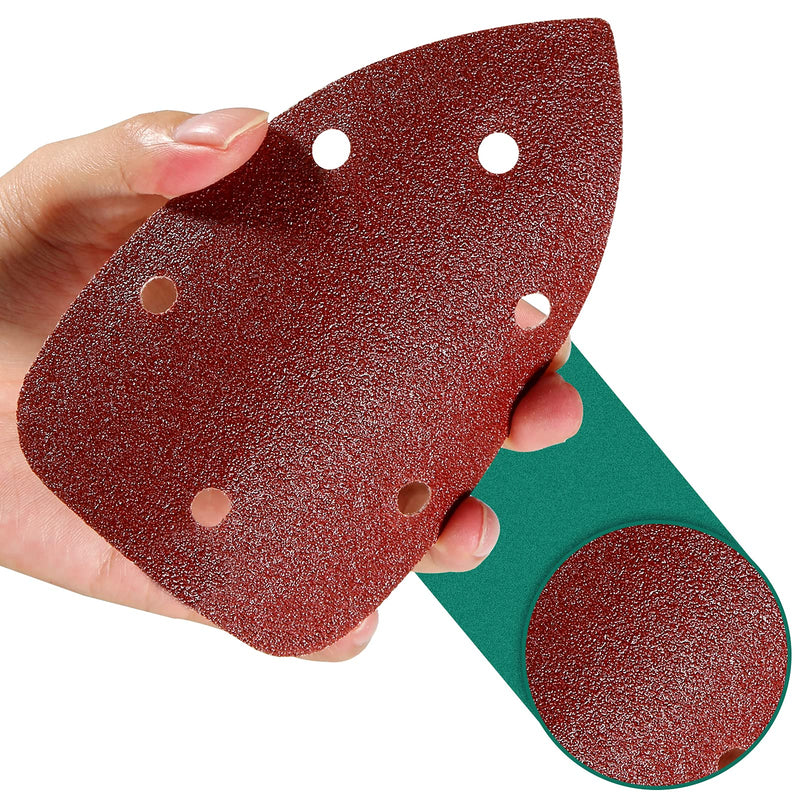 Delta sander sandpaper triangle sander 60 pieces, HYCHIKA 6 hole sandpaper (140*140*100mm) grit 60/80/100/120/180/240 Velcro sanding triangles sandpaper for delta sander/multi-sander