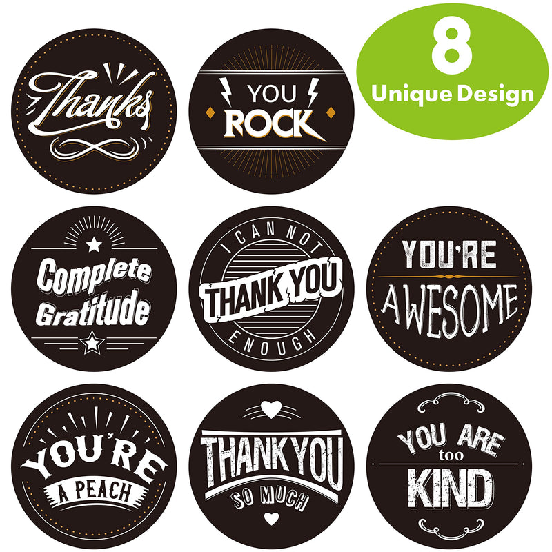 500 PCS Retro Chalkboard Thank You Stickers in 8 Designs with Perforation Line for Personal and Business Use (Each Measures 1.5" in Diameter)