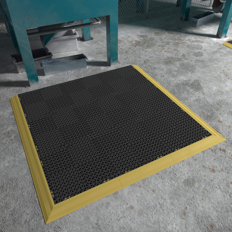 AmazonCommercial Safety Ramp Border for Anti-Fatigue Drainage Mat Modular Tiles, Rubber, 12" X 2.5", 3/4" Thickness, Female Connector, Yellow General-Purpose