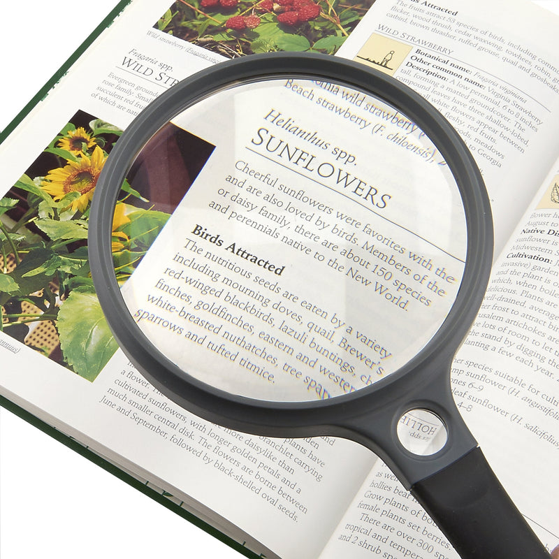 Carson SureGrip Series Hand Held or Hands Free 2x Power Magnifying Glasses For Reading, Low Vision, Inspection, Craft and Hobby Magnifiers 4.3 Inch Lens
