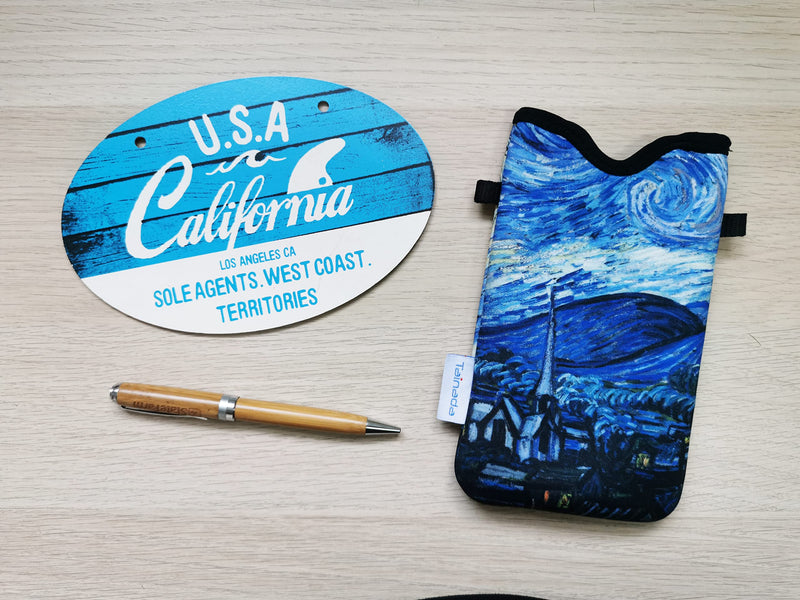 Tainada Men Women Neoprene Phone Sleeve Pouch Case Bag with Crossbody Strap/Neck Lanyard for iPhone 14/13/12/11 Pro Max, Samsung S22+, S21 FE, A53, Google Pixel 6 (Starry Night) Starry Night