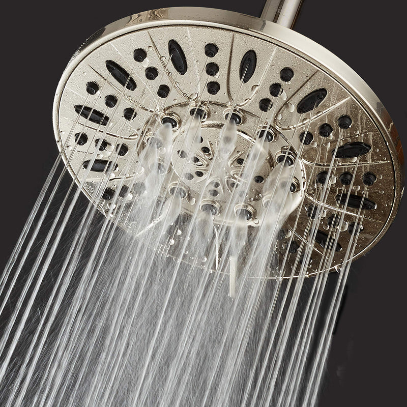 AquaDance Brushed Nickel High Pressure 6-Setting 7" Rain Shower Head â€“ Angle Adjustable, Anti-Clog Showerhead Jets, Tool-Free Installation-USA Standard Certified-Top U.S. Brand Deluxe 7" Single