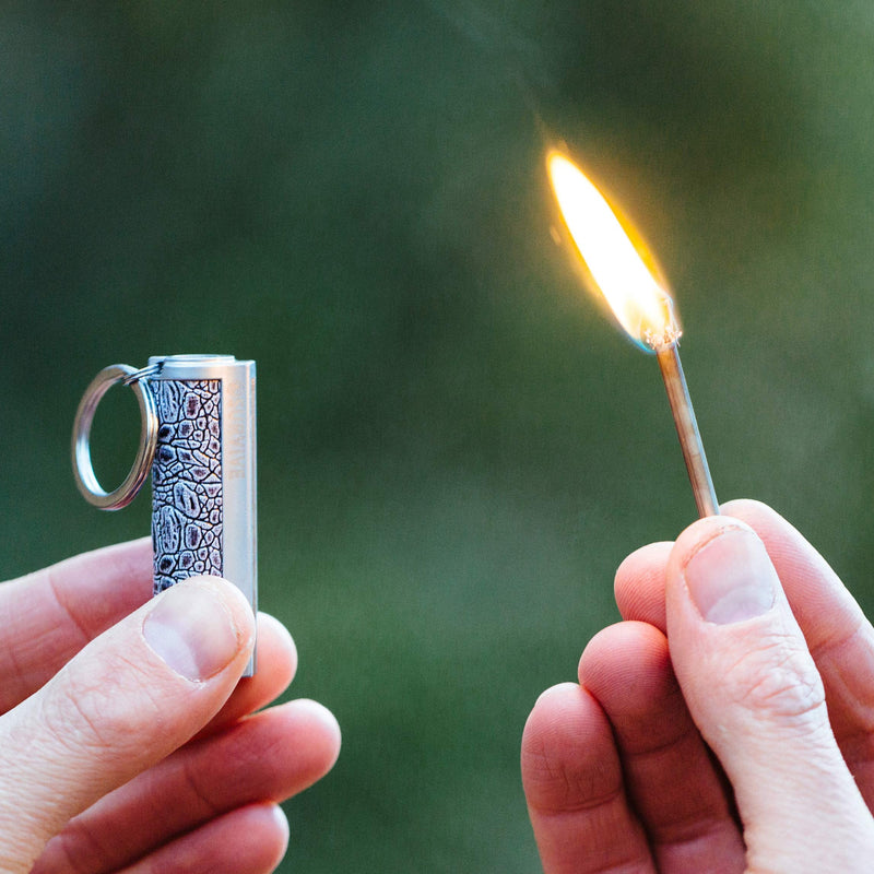 SURVIVE Permanent Match Metal, 2 Pack, Reusable Survival Fire Starter Lighter, Emergency Waterproof Keychain Striker Stick Kit Silver