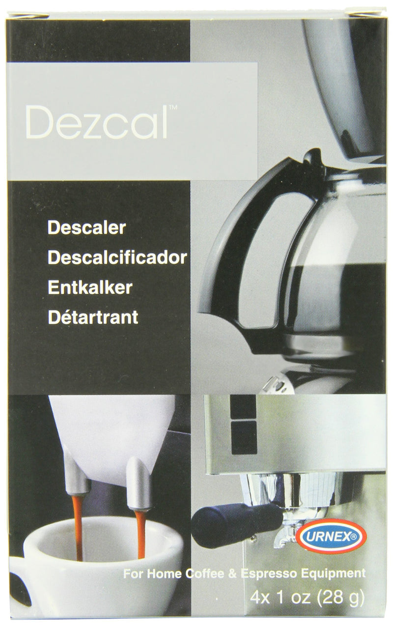 Urnex Dezcal Coffee and Espresso Descaler and Cleaner - 4 Uses - Activated Scale Remover Use with Home Coffee Brewers Espresso Machine Pod Machine Capsule Machine Kettles Garmet Steamers