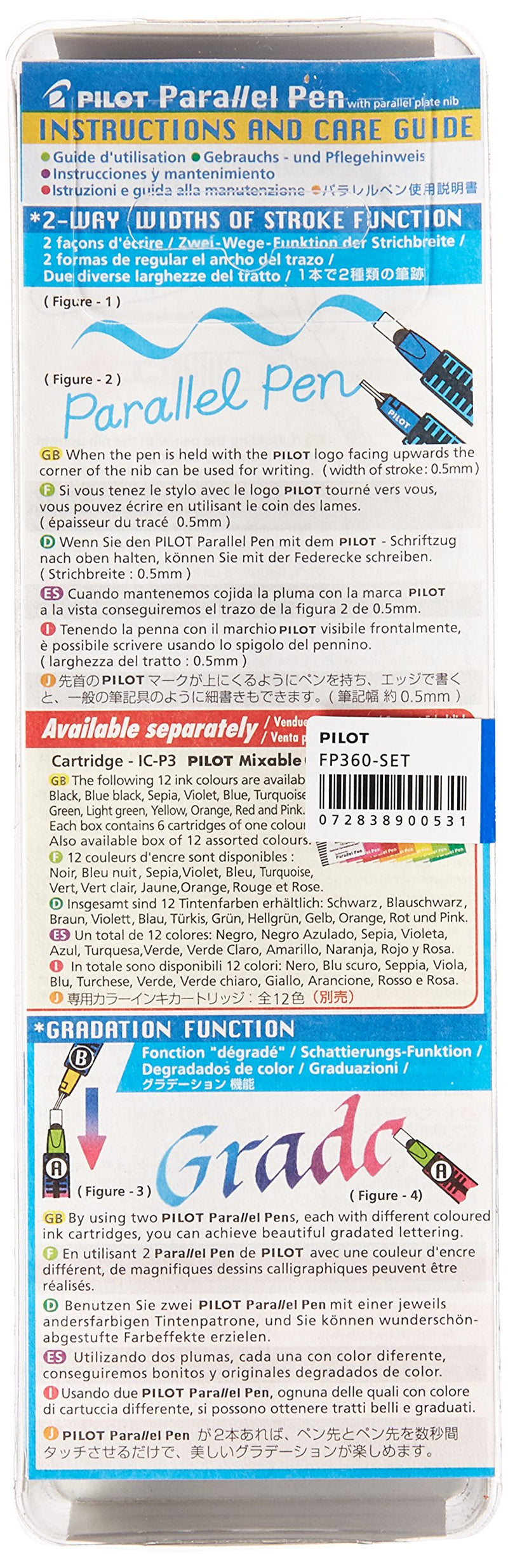 PILOT Parallel Calligraphy Pen Set, 6.0mm Nib with Black and Red Ink Cartridges (90053),Red/Blue Red/Blue