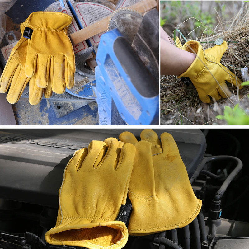 Cowhide Leather Shooting Gloves for industrial production/Riding/Driving/Gardening/Farm Hunting Gloves - Extremely Soft and Sweat-absorbent - Perfect Fit for Men & Women (Large) Large (Pack of 1) Cowhide