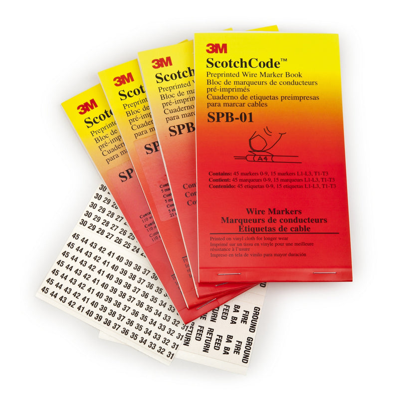 3M ScotchCode Pre-Printed Wire Marker Book SPB-14, Black Print on White Background