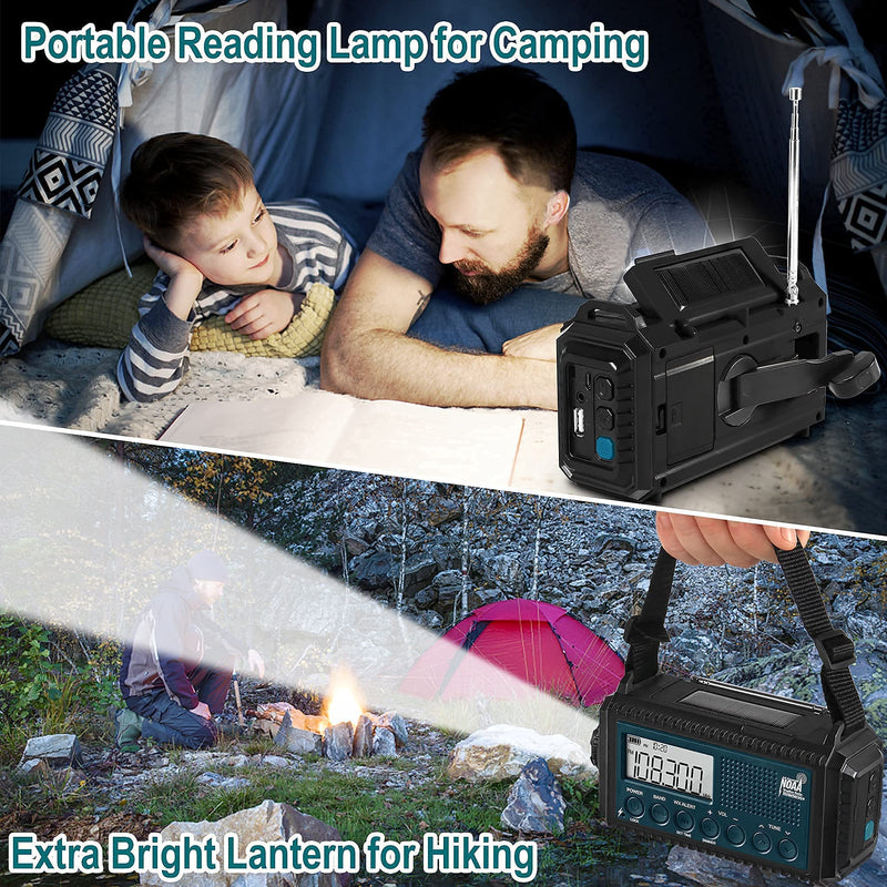 Mesqool NOAA Weather Alert Radio & Camping Lantern, AM/FM/Shortwave Radio, Solar/Hand Crank/Battery Powered, Flashlight&Reading Lamp, USB Charger, Power Bank