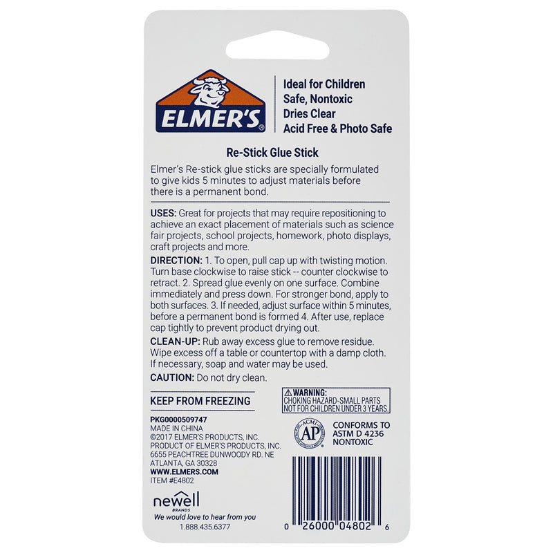 Elmer’s Re-Stick School Glue Sticks, 0.28-Ounces, 2 Count Restick