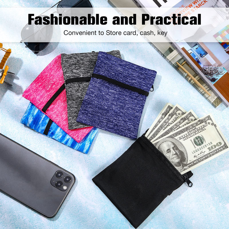 5 Pieces Wrist Wallet Running Wallet Wristband Wrist Wallets for Women Men Wrist Pouch Zipper Wrist Wallet for Running Walking Hiking Jogging Travel