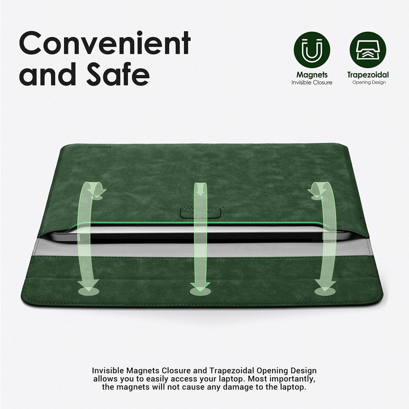 HYZUO 13 Inch Laptop Sleeve Case Cover with Stand Feature Compatible with New MacBook Air 13 2018-2021 M1/ MacBook Pro 13 2016-2021 M1/ Surface Pro X 7 6 5 4 3/ iPad Pro 12.9 M1/ XPS 13 Midnight Green