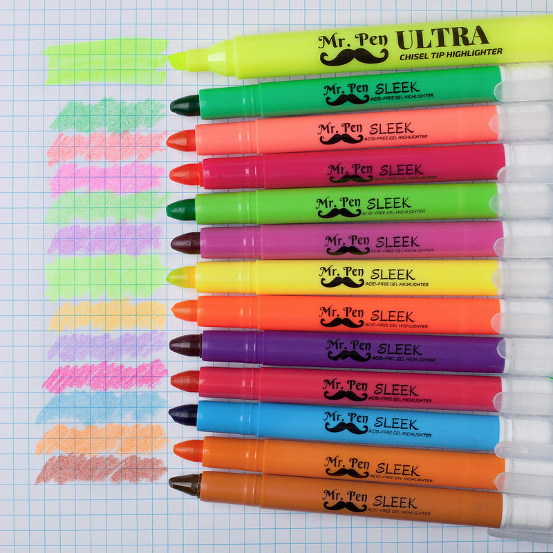 Mr. Pen- Highlighters, Gel Highlighter, Pack of 12, No Bleed Highlighter, Bible Highlighters, Sharpener, Highlighter Assorted Colors, Bible Study Highlighter, Bible Journaling Supplies, Bible Markers