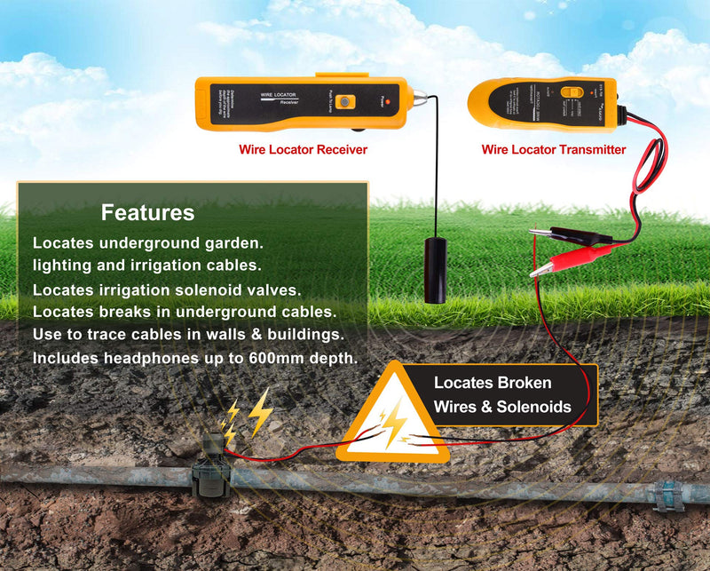 NOYAFA D3IN0580-B Underground Cable Wire Locator, Easily Locate Pet Fence Wires, Metal Pipes, Electrical Wires, Telephone Wire, Coax Cable
