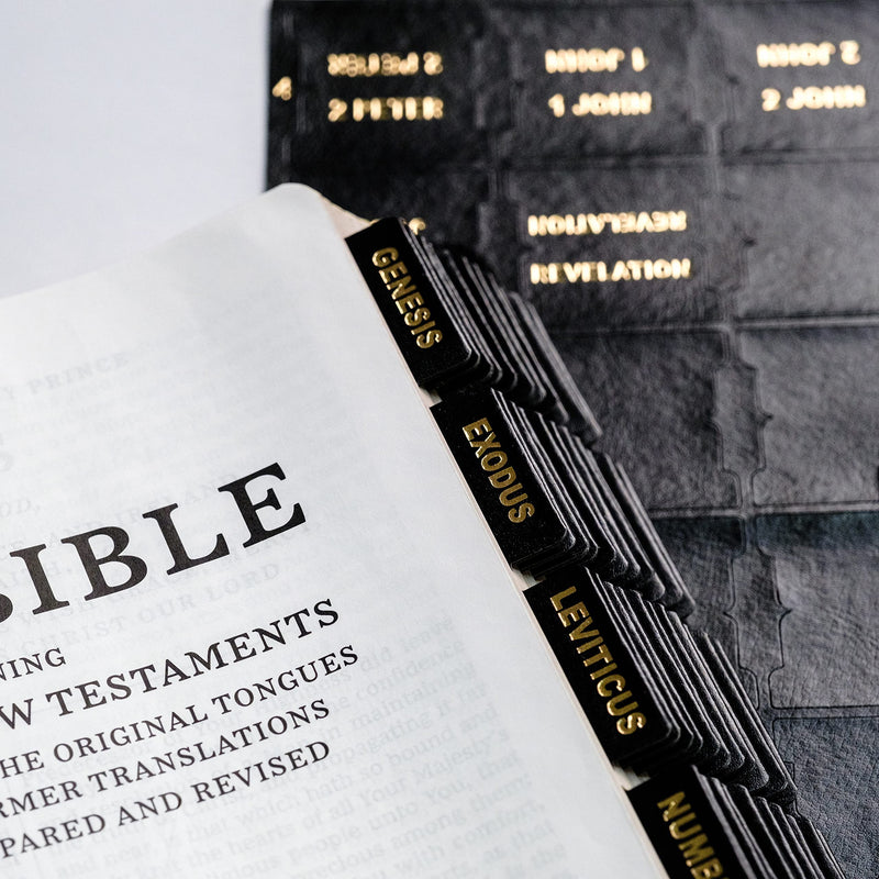 UPAFEXXI- Leather Bible tabs, Bible Tabs for Women and Men, Bible Tabs for Study Bible, 80 Bible Index Book Tabs in Total, 66 Bible Tabs for Old and New Testament, 14 Blank tabs (Black) Black