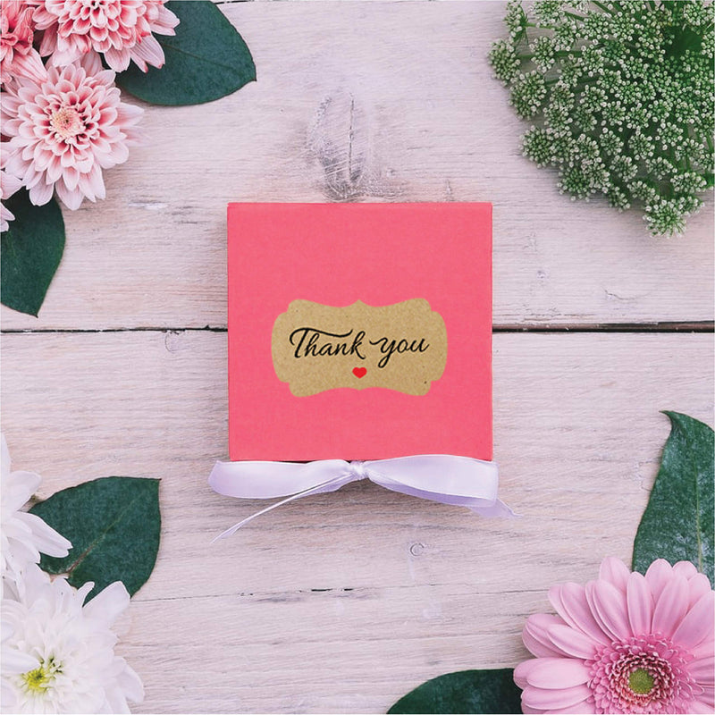 500 Kraft Thank You Sticker Labels | 2.25" x 1.25" Size | Highly Recommended for Birthdays, Weddings, Bridal Showers and Perfect for Small Business Owners …