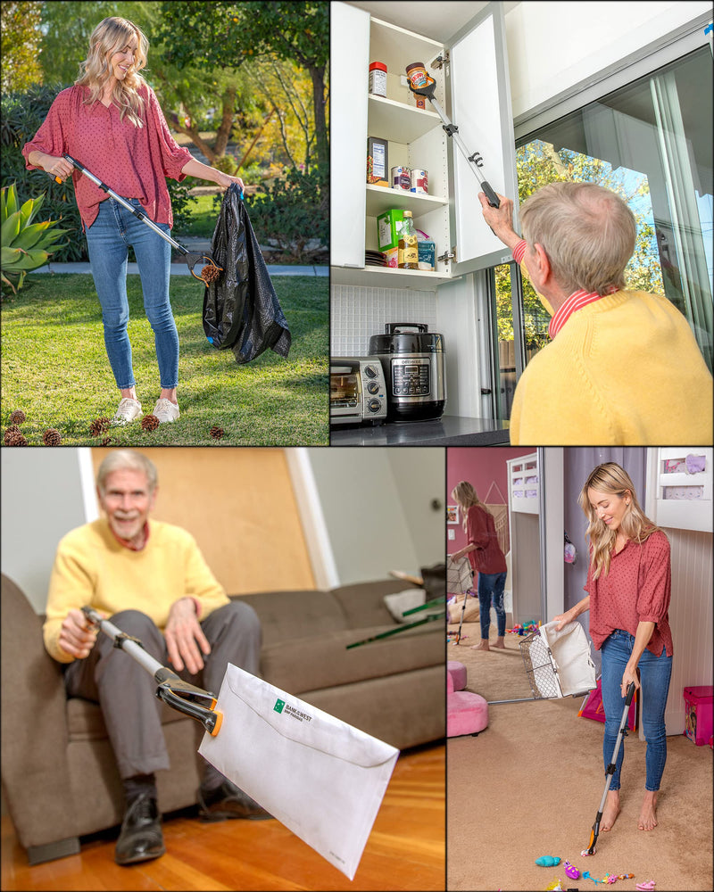 EZPIK Folding Litter Picker Grabber 32 inch with Magnets - Grabbing Stick to Pick Up Trash ~ Grabbers and Pickers Heavy Duty - Reachers for Seniors with Rotating Grippers for Reaching Tight Places 32 (M)