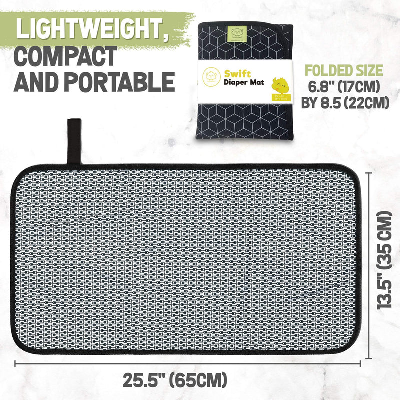 Portable Diaper Changing Pad - Waterproof Foldable Baby Changing Mat - Travel Diaper Change Mat - Lightweight Changing Pads for Baby - Baby Changer - Machine Washable - Small Changing Pad (Black Geo) Black Geo