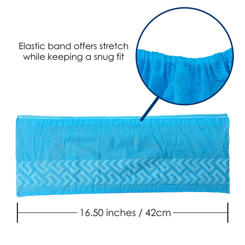 Buena Goods 100 Pack Extra Large Disposable Blue Boot & Shoe Covers. Reusable Premium Water Resistant Durable Booties with Non Slip Treads for Indoor Use. Fits US Men's Size 14 & Women's 16 Shoe Size