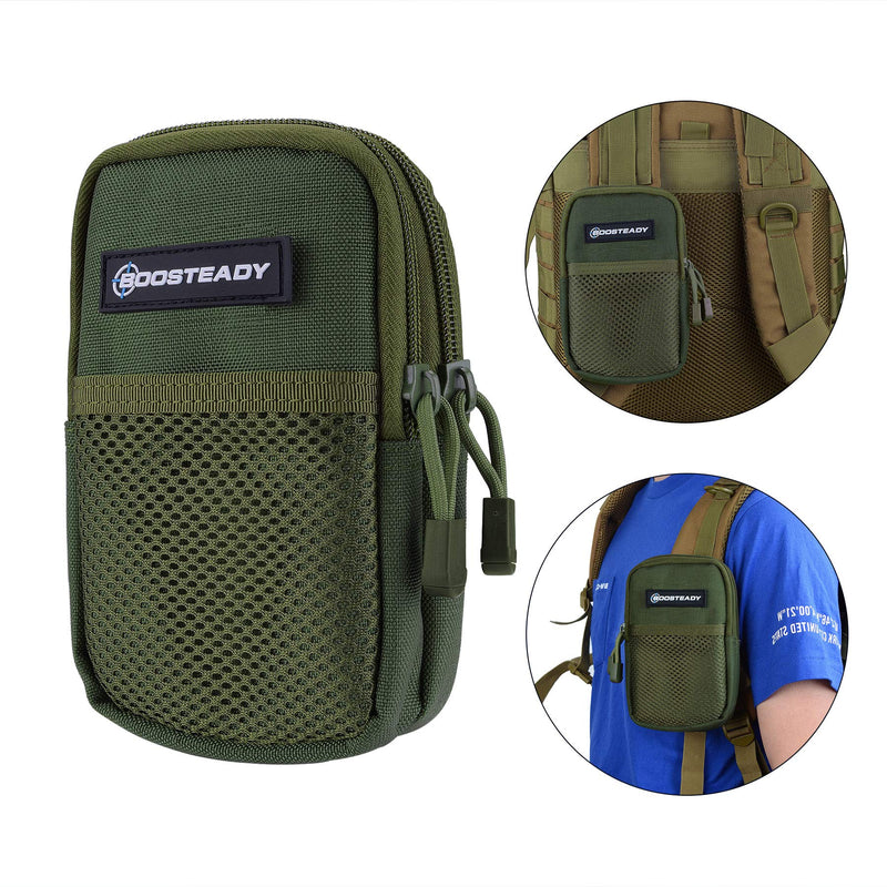 BOOSTEADY Backpack Strap Pouch, Smartphone Strap Pack, Backpack Attachment Bag for Hikers Army Green Pouch with 4‚Äù Mod Strap