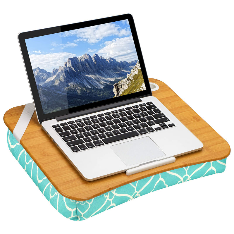LapGear Designer Lap Desk with Phone Holder and Device Ledge - Aqua Trellis - Fits up to 15.6 Inch Laptops - Style No. 45422,Medium - Fits up to 15.6" Laptops
